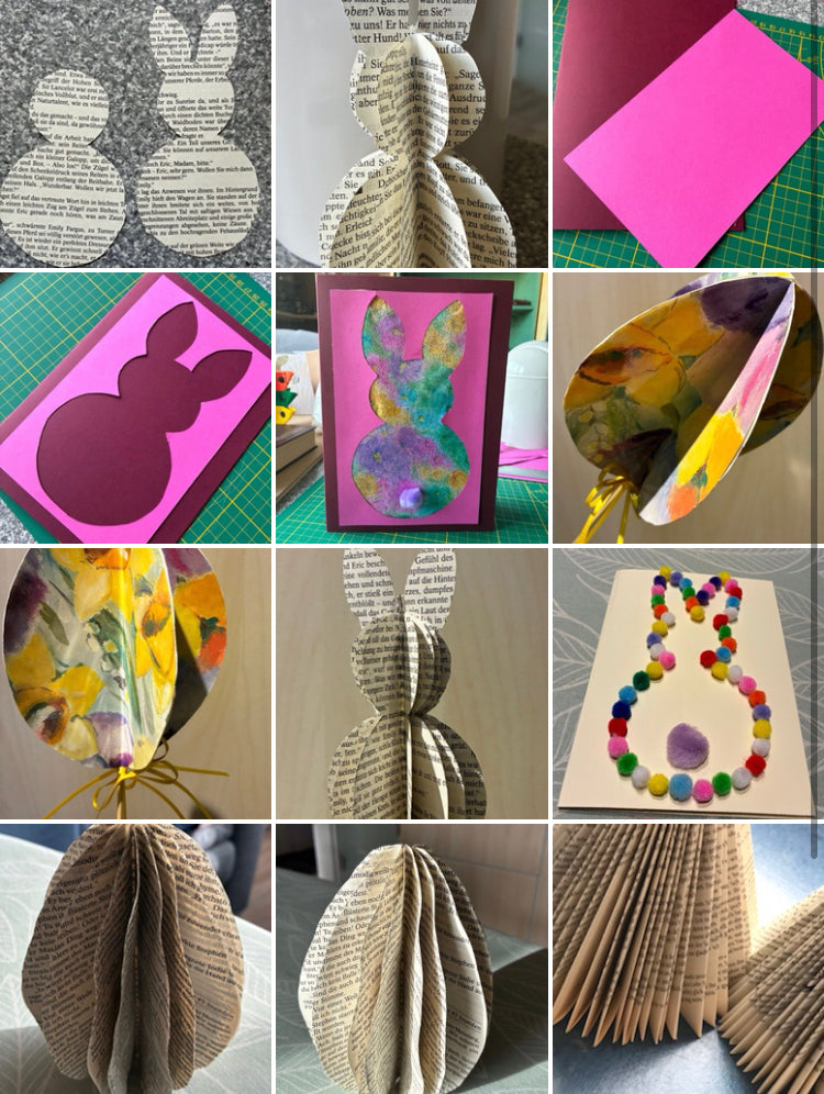 Papierkunst zu Ostern Hasen, Eier, Karten und mehr aus Büchern und anderem Papier mit Barbara Michel und Claudia Schlörb