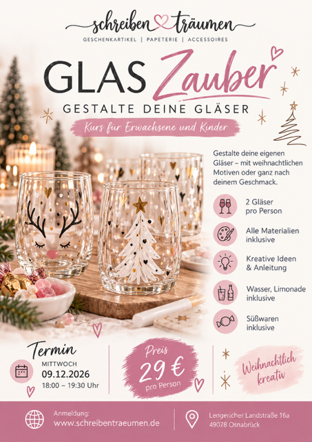 Glaszauber – Gestalte deine Gläser 🎄✨ Weihnachtlicher Kreativkurs für Kinder & Erwachsene